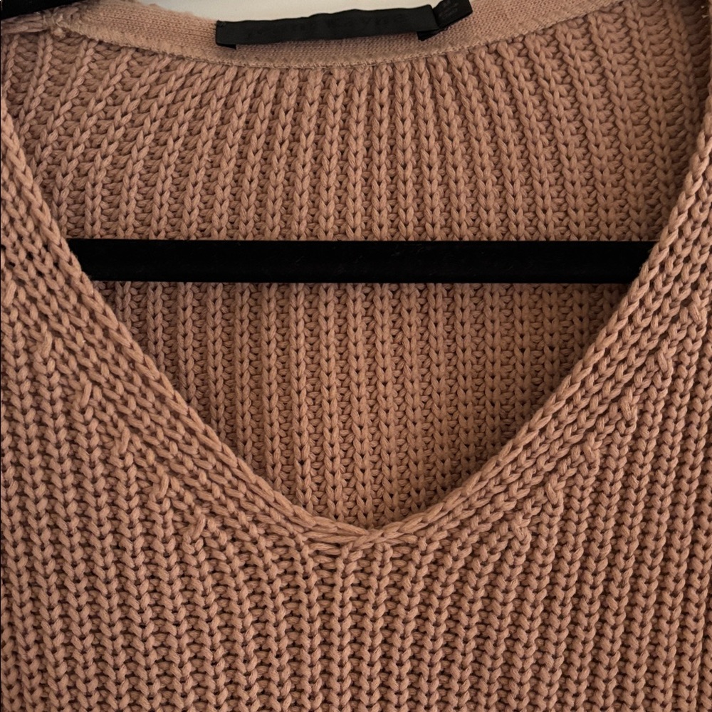 Jenni Kayne Women's V-Neck Sweater in Warm Tan - Picture 4 of 5